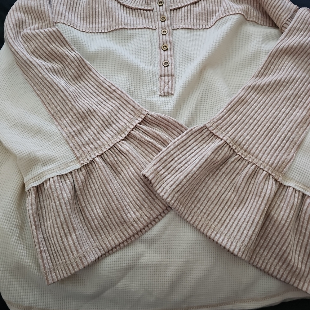 Striped Pink and Cream Women's Top